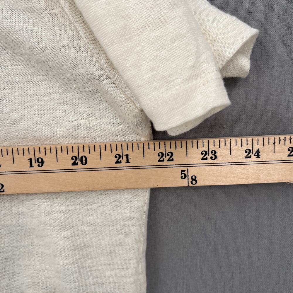 ENZA COSTA Linen Knit Tee Womens Medium Cream Loose Slouchy Relaxed Crew Top - Picture 12 of 13